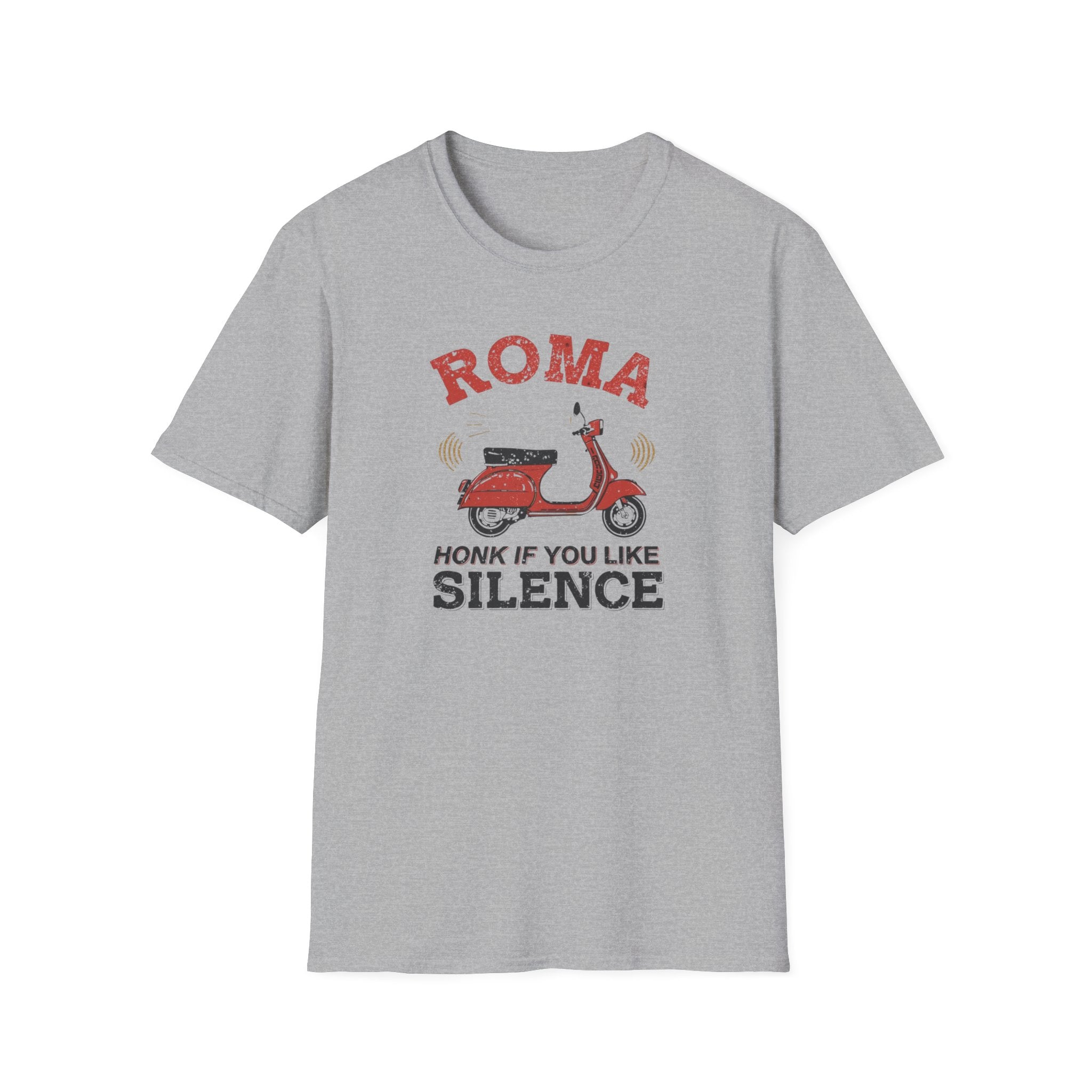 Roma Scooter T‑Shirt — "Honk If You Like Silence" Vintage Vespa Tee