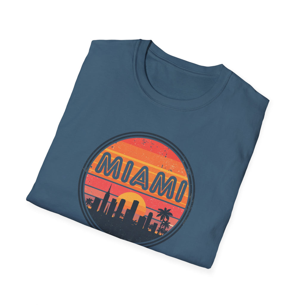 Miami Sunset T‑Shirt — Retro Beach Skyline Tee