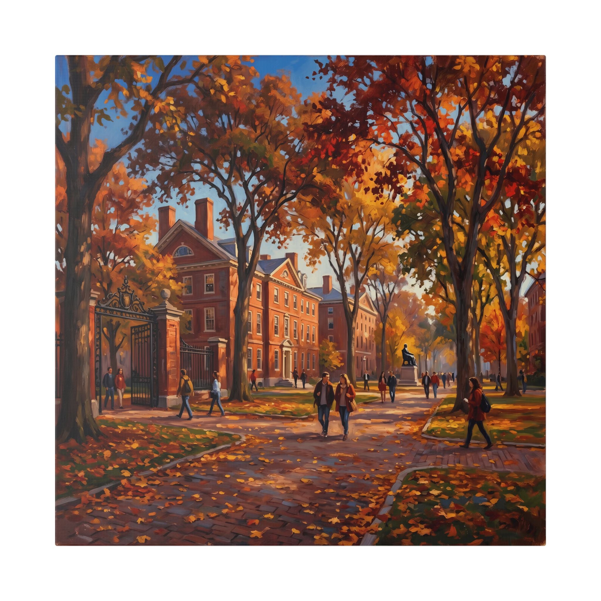 Harvard University Yard - Autumn Campus Oil Painting Canvas