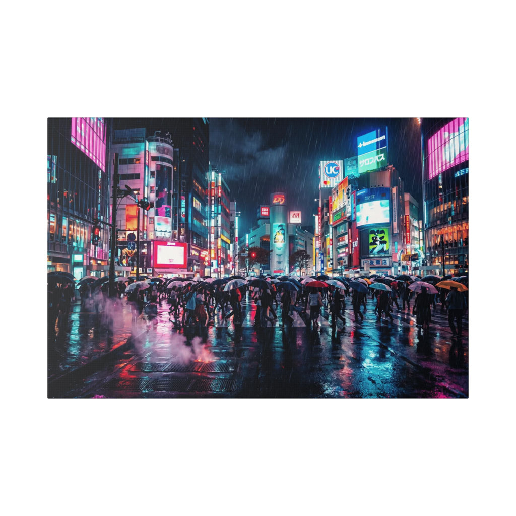 Tokyo Neon City Rainscape Canvas