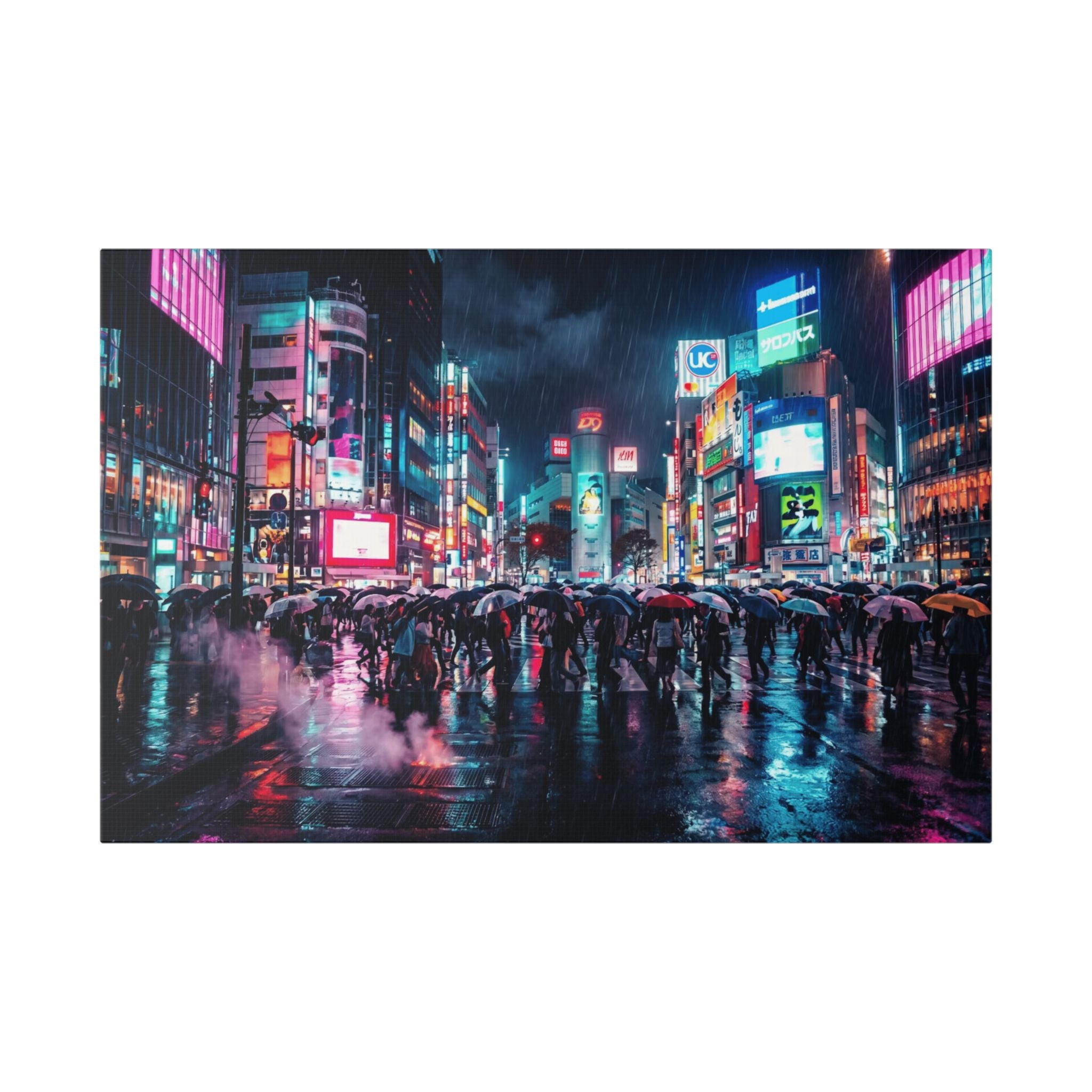 Tokyo Neon City Rainscape Canvas