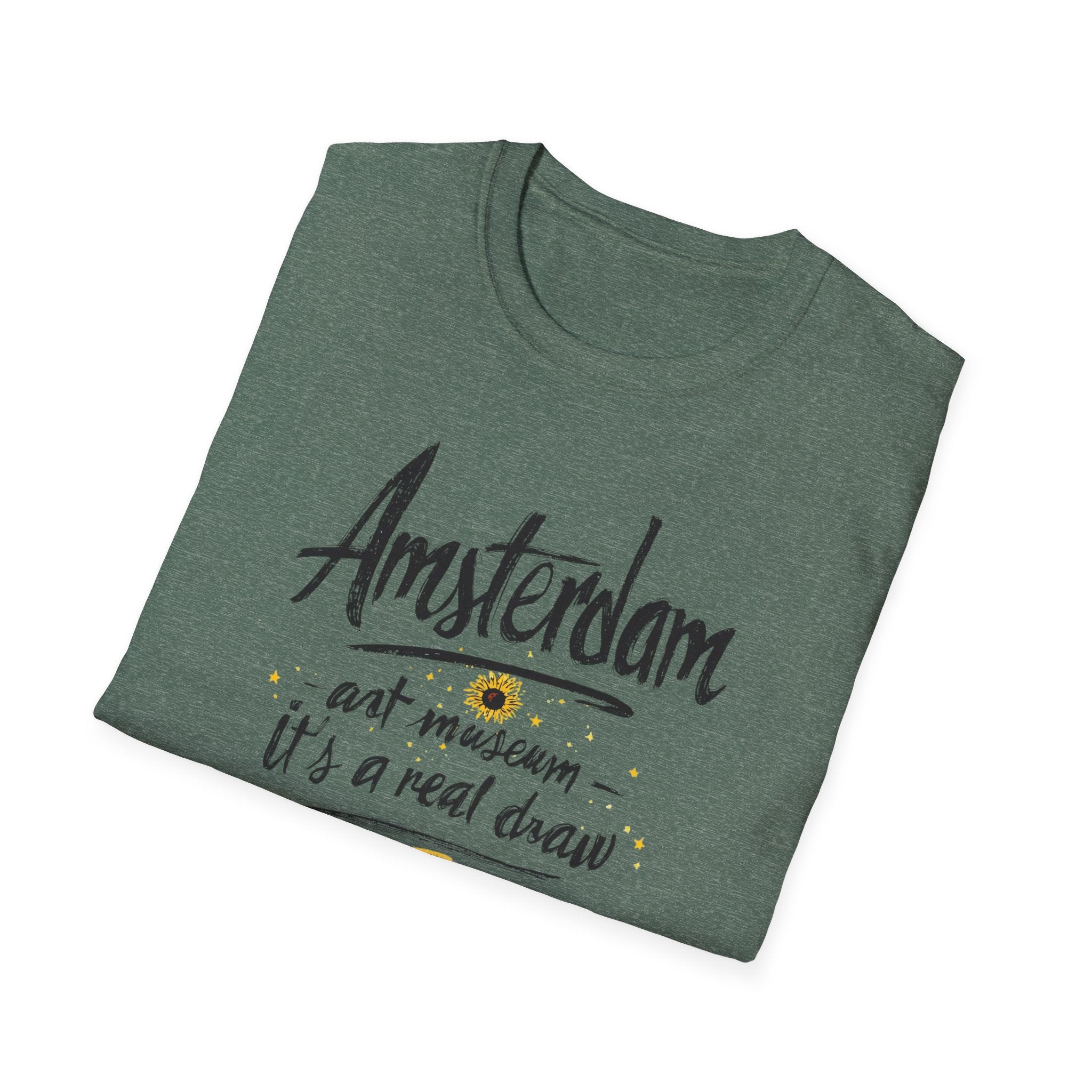 Amsterdam Art Museum T-Shirt — "Amsterdam" Script Graphic with "art museum — it’s a real draw"