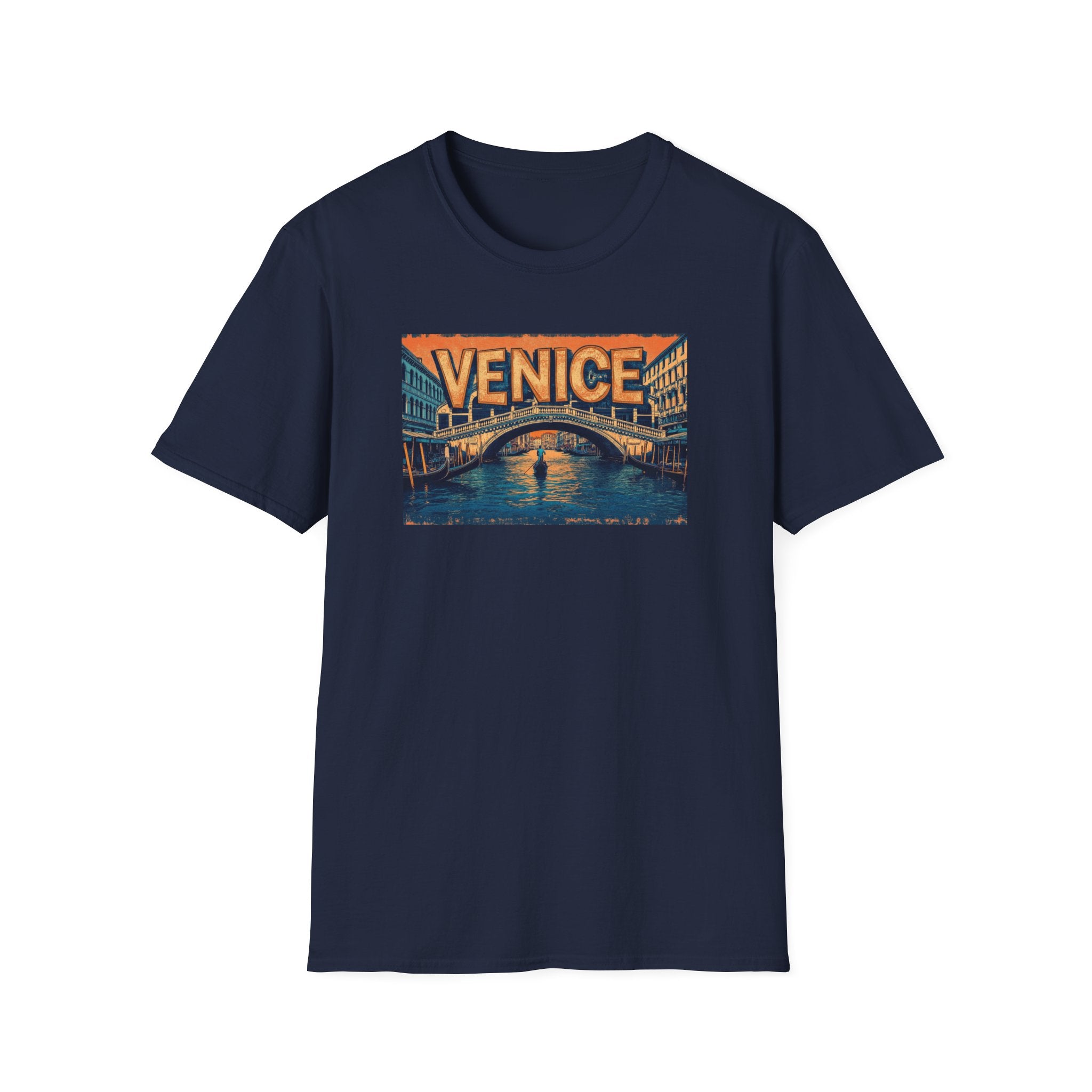 Venice Vintage Canal Poster T-Shirt | Gondola Bridge Italy Travel Tee