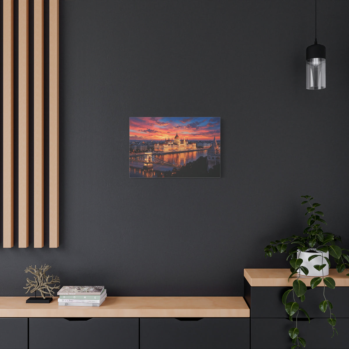 Budapest Parliament Sunset Canvas Wall Art