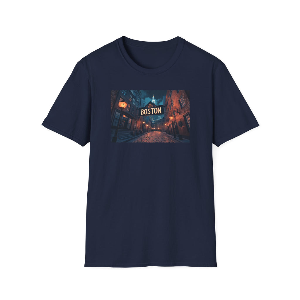 Boston Alley Nightscape T-Shirt | City Streets, Neon Sign