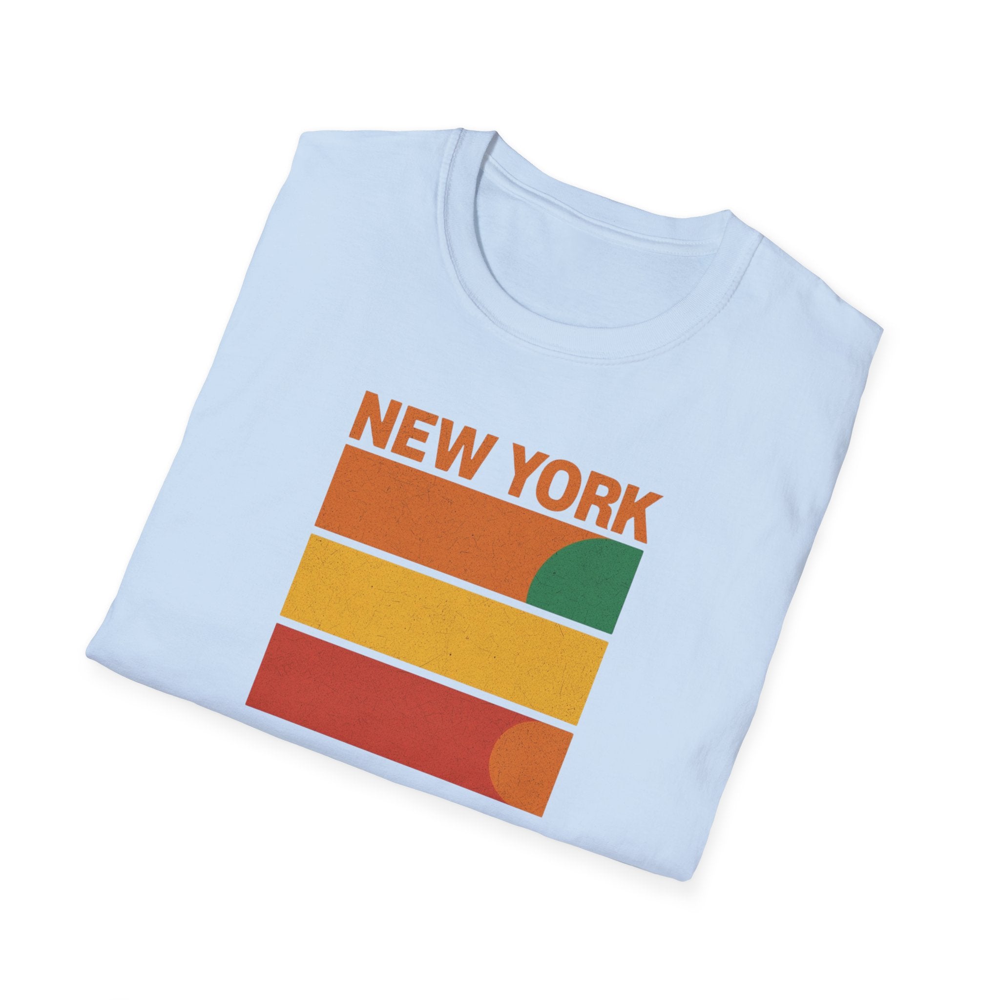 New York Sunset T-Shirt | Retro Stripes City Graphic