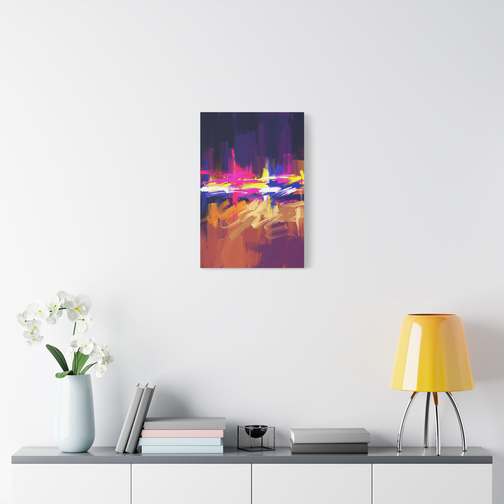 Abstract Neon Horizon inspired by Las Vegas and Mojave Desert contrast Canvas