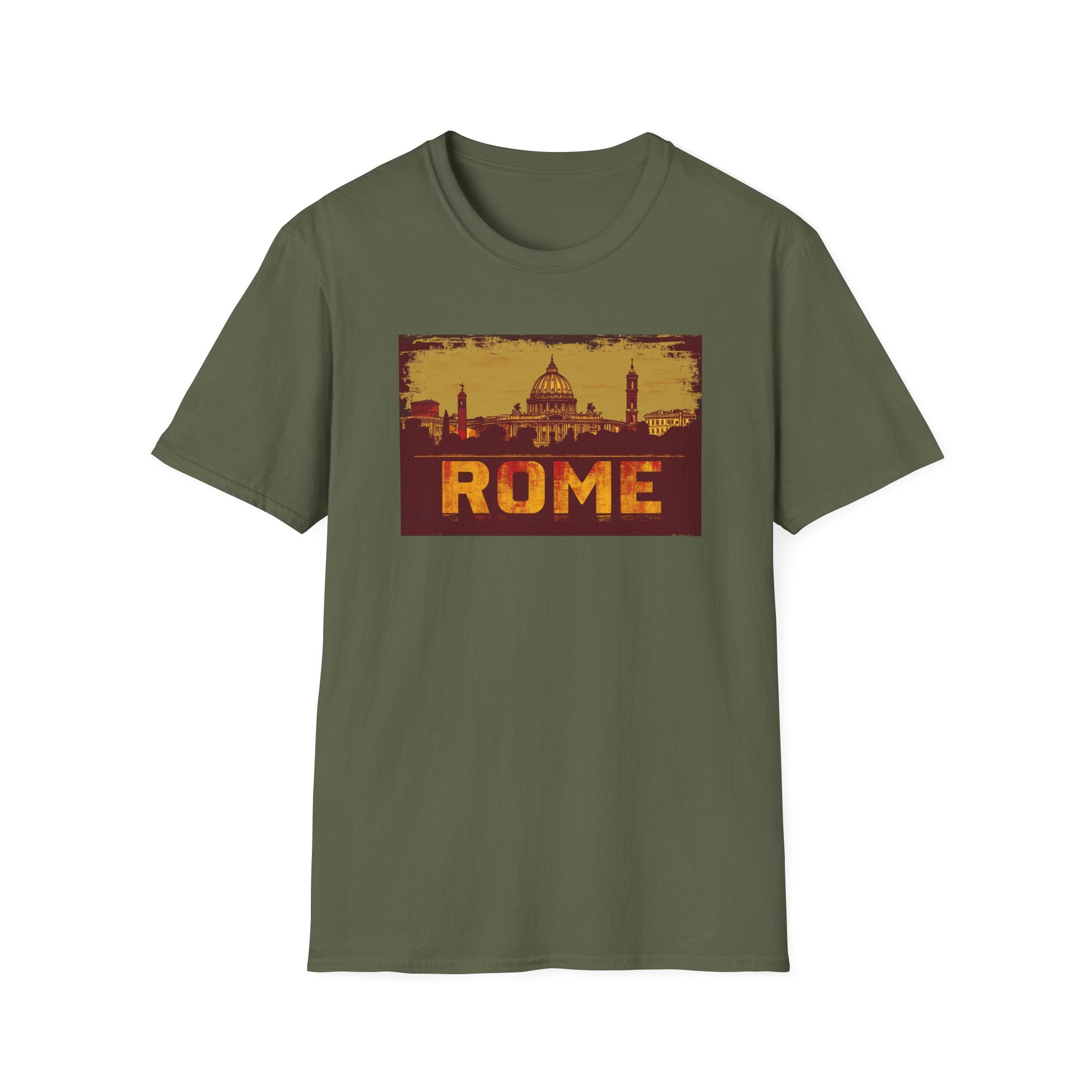 Rome skyline vintage postcard T-Shirt | Roman landmarks travel tee