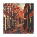 Boston Beacon Hill - New England - Acorn Street - Autumn Cobblestone Alley Stretched Canvas