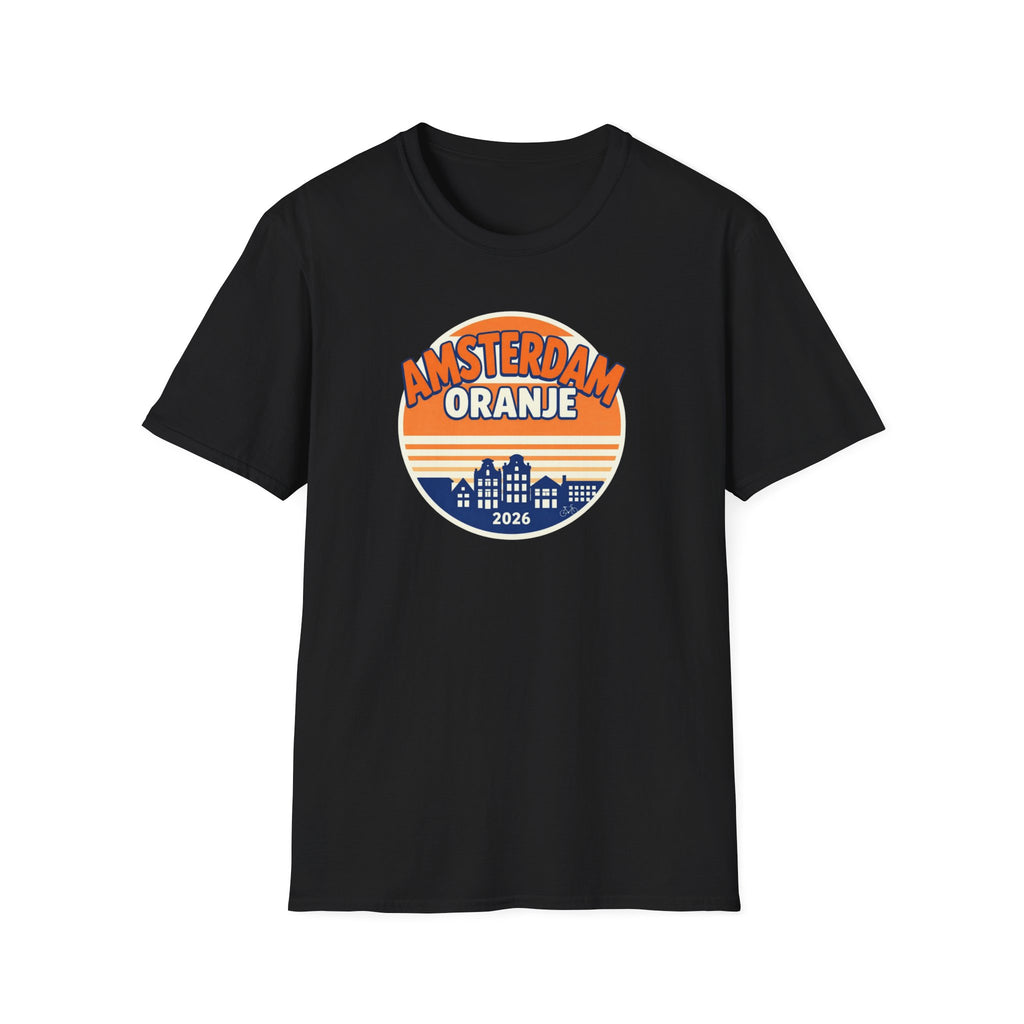 Amsterdam Oranje Vintage Skyline T-Shirt — 2026 Dutch Pride Tee
