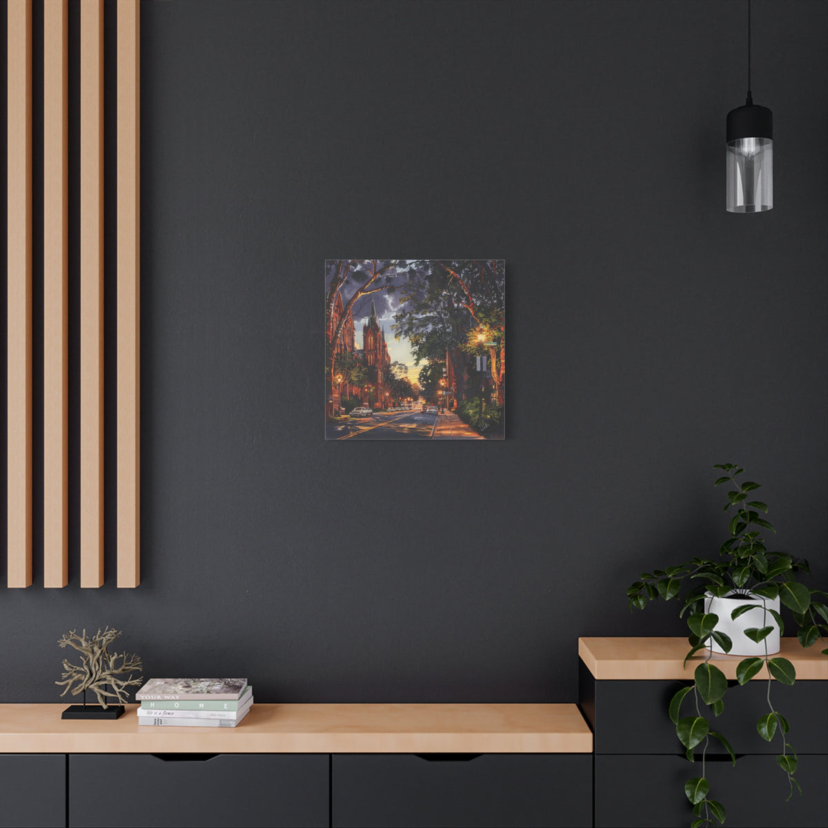 Atlanta Sweet Auburn District - Sunset Church Street Canvas Print — Urban Evening Landscape Wall Art