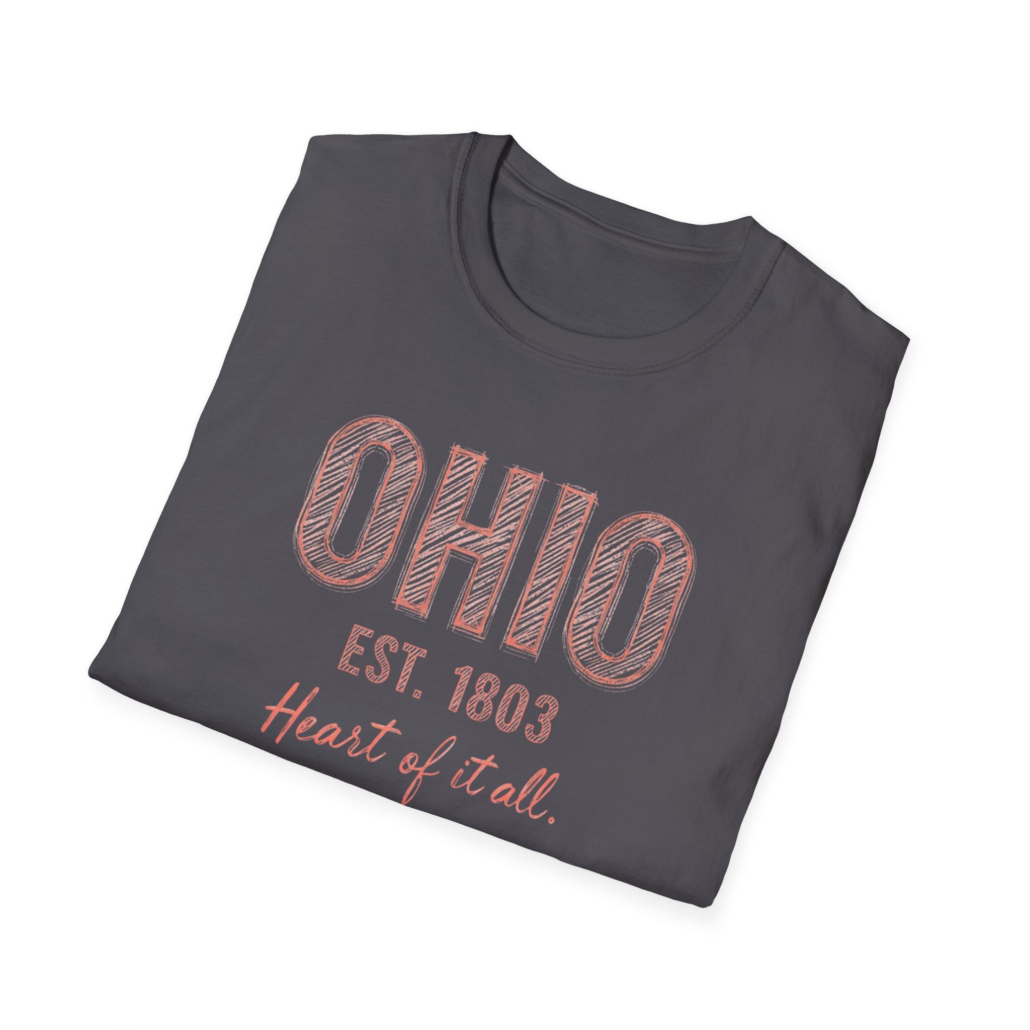 Ohio Heart of It All T-Shirt — Vintage State Pride Tee