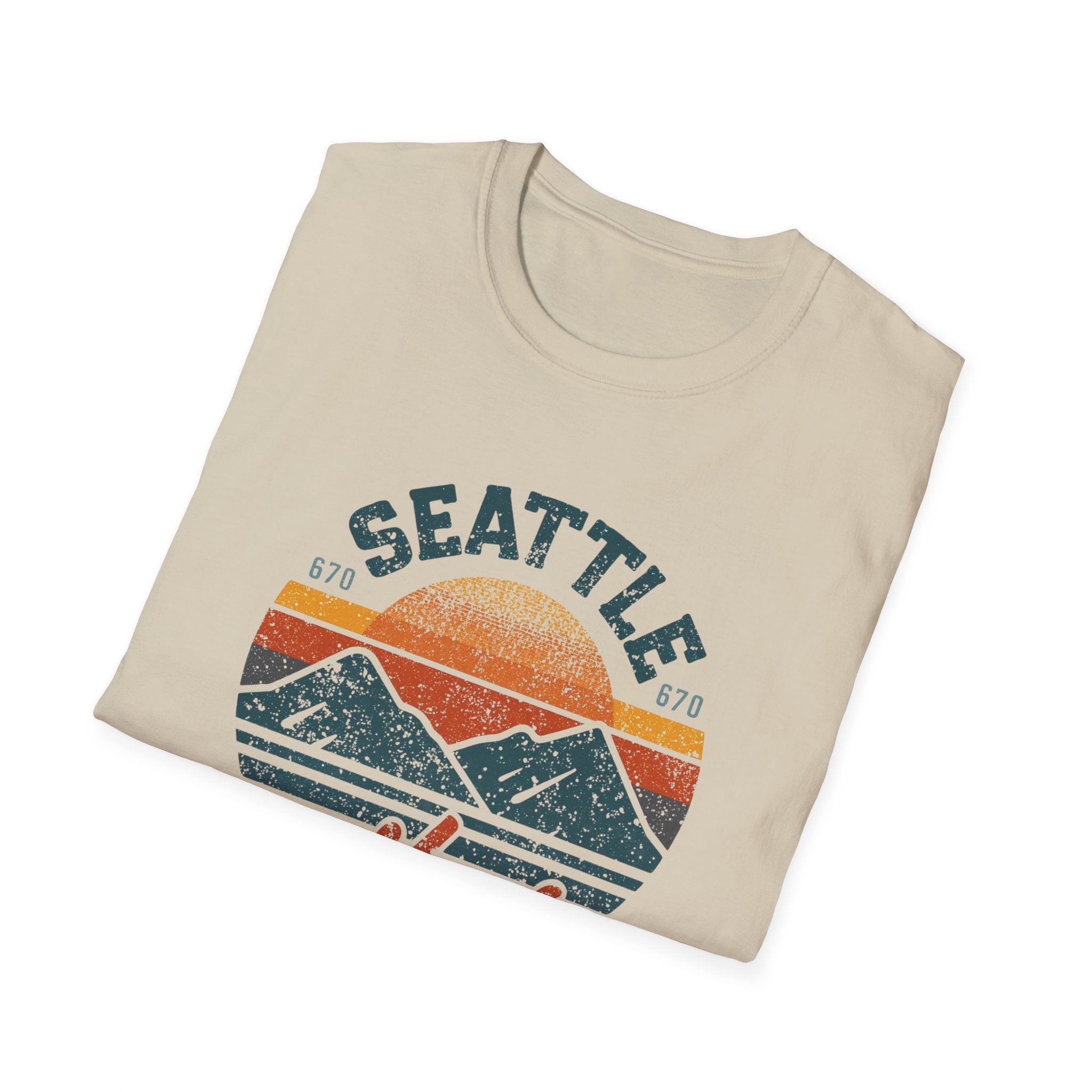 Seattle Vibes T-Shirt — Retro Mountain Sunset Graphic Tee