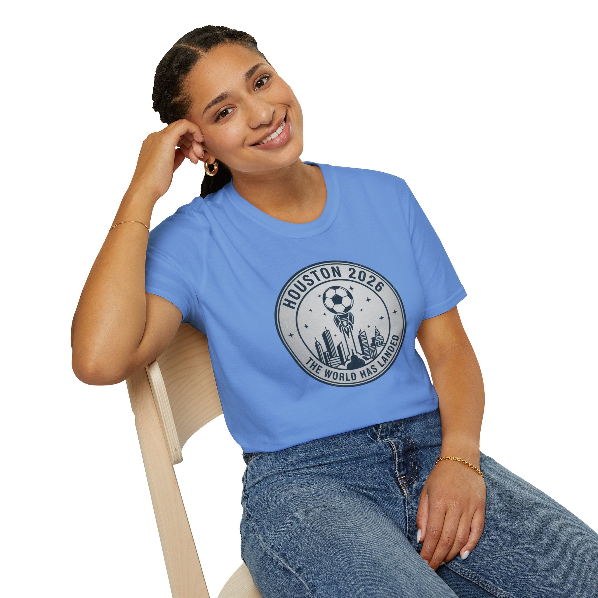 Houston 2026 Soccer Tee — "The World Has Landed" City Crest