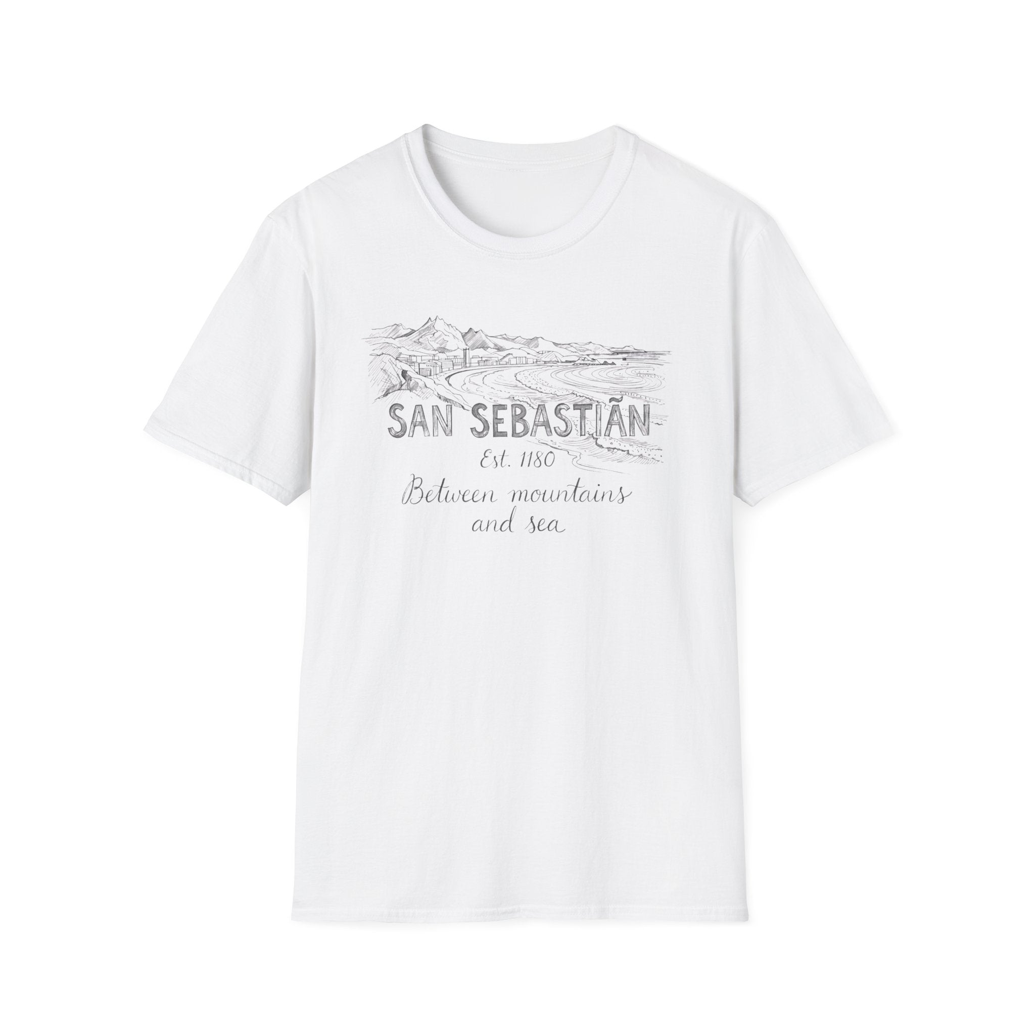 San Sebastián Scenic T-Shirt — Between Mountains and Sea Vintage Travel Tee