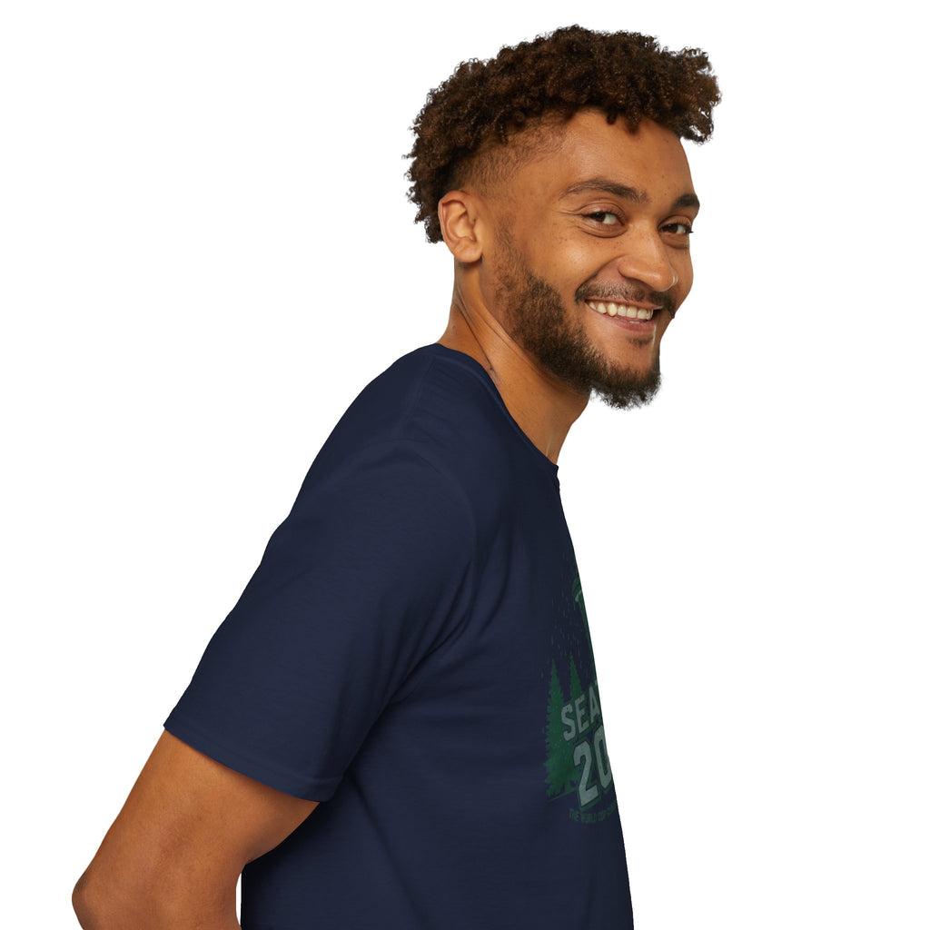 Seattle 2026 Souvenir T-Shirt — Space Needle & Pine Trees Travel Tee