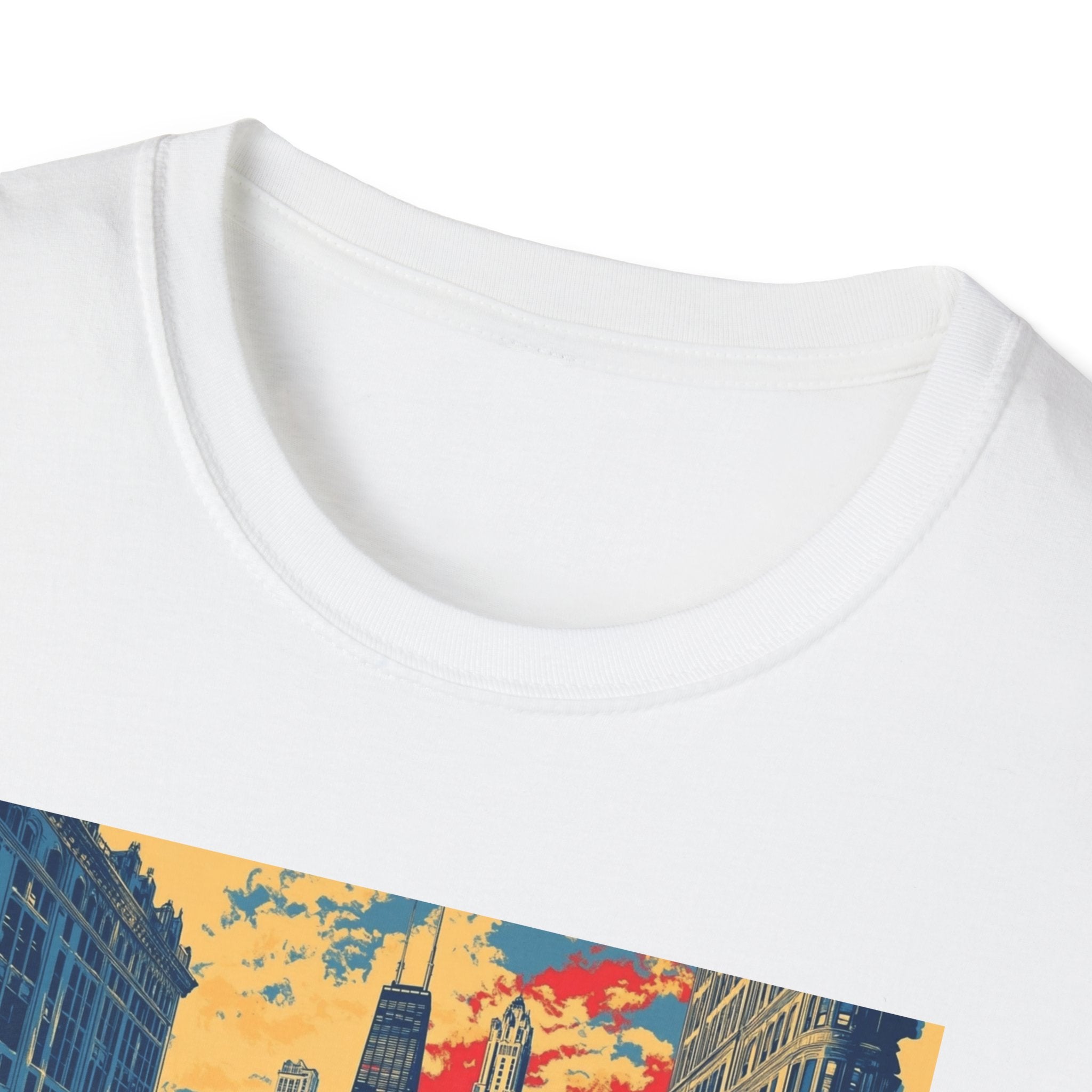 Chicago Cityscape T-Shirt | Vintage Skyline, El Train Poster Style