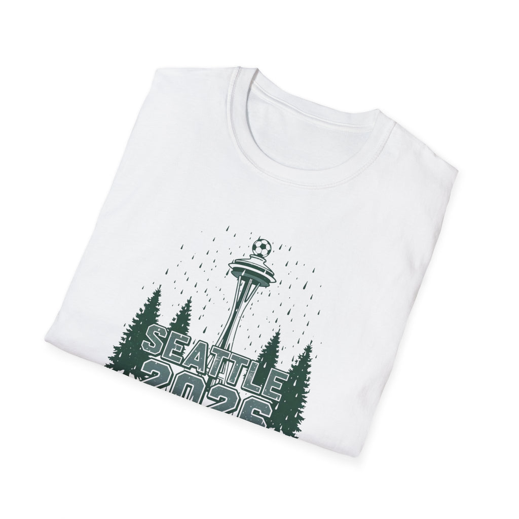 Seattle 2026 Souvenir T-Shirt — Space Needle & Pine Trees Travel Tee