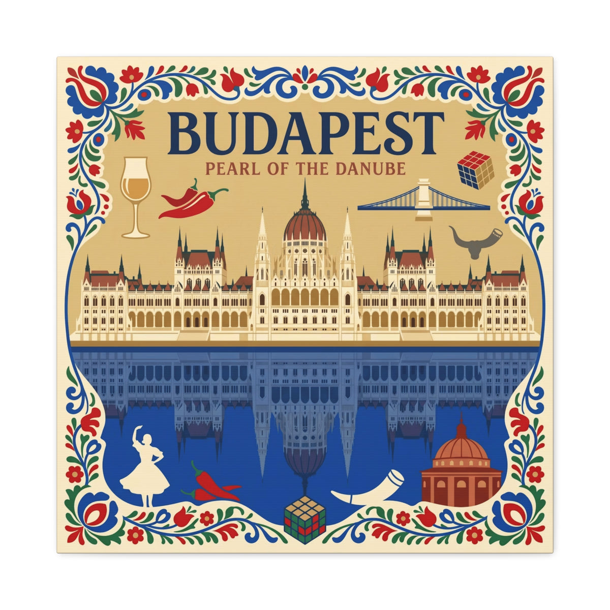 Budapest Pearl of the Danube Stretched Canvas Wall Art