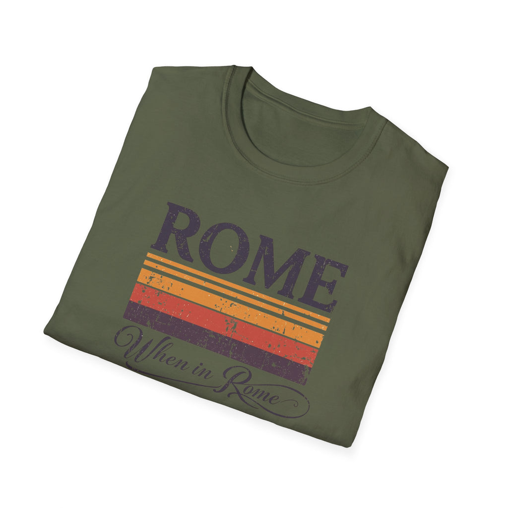 Rome Vintage Stripes T-Shirt — "When in Rome" Travel Tee