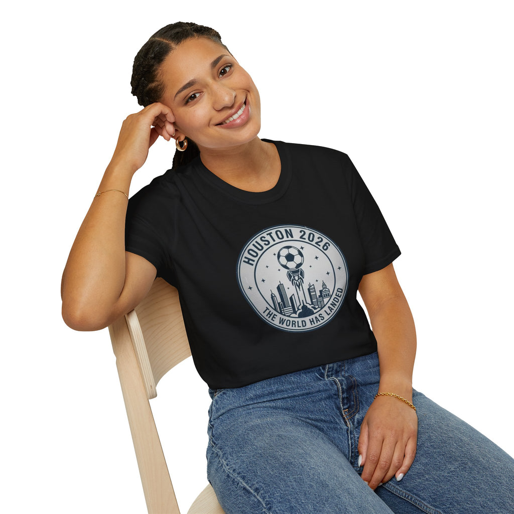 Houston 2026 Soccer Tee — "The World Has Landed" City Crest