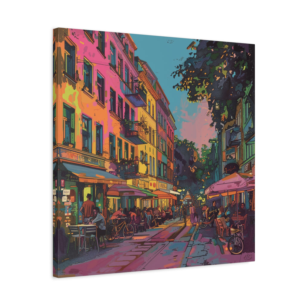 Berlin Kreuzberg neighbourhood - Vibrant European Street Cafe Canvas