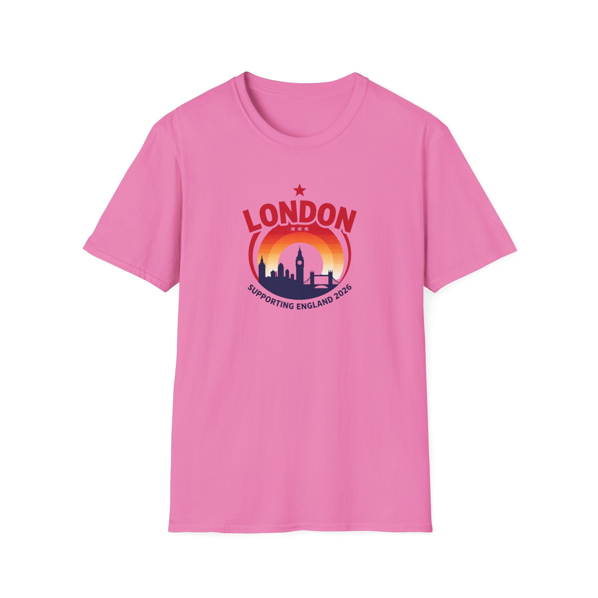 London Skyline World Cup 3 Lions T-Shirt — Supporting England 2026 Sunset Graphic