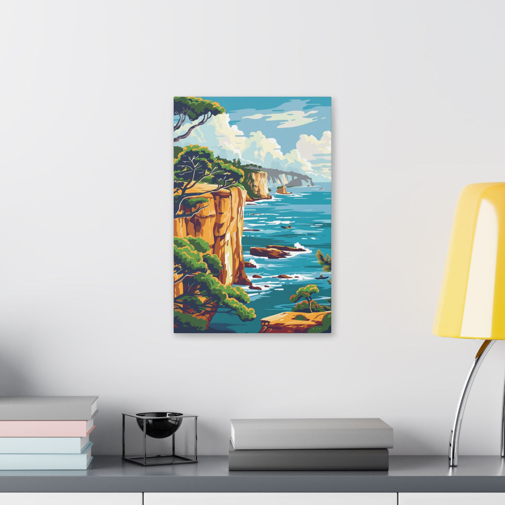 San Diego La Jolla Cove - Coastal Cliffside Canvas Art - Vibrant  Pacific Ocean Sea View Wall Decor