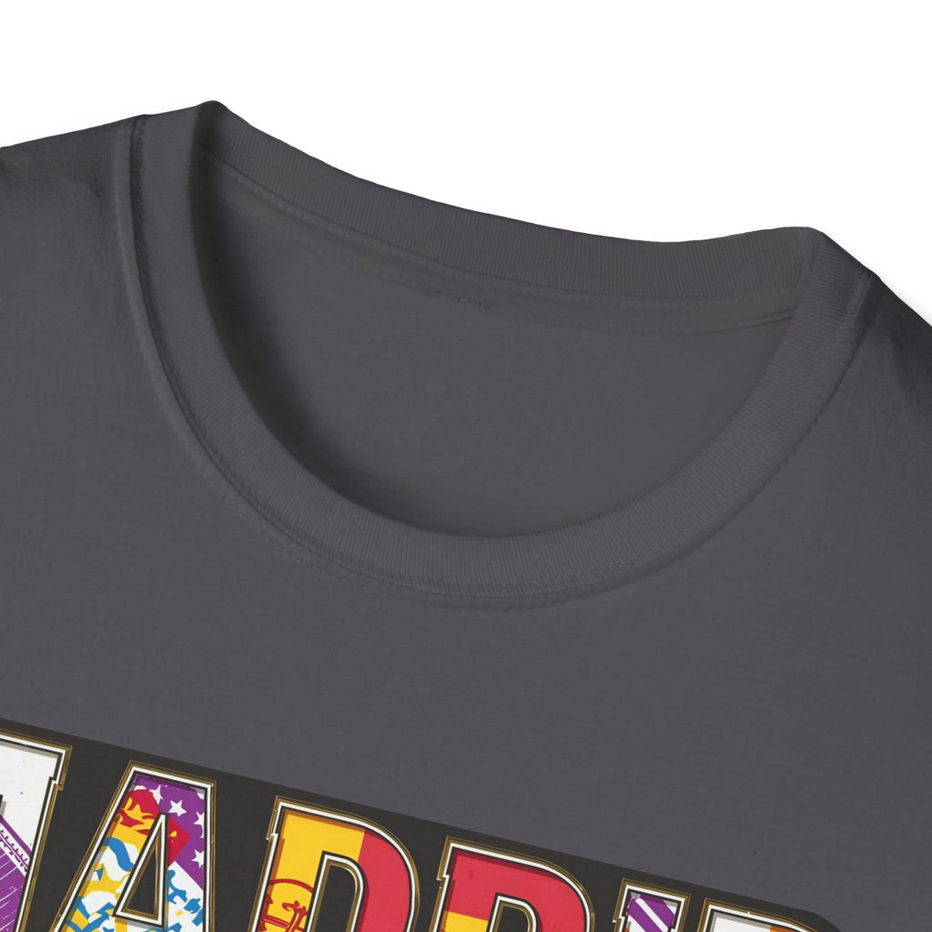 Madrid Colorful Lettering T-Shirt | City Typography Travel Shirt