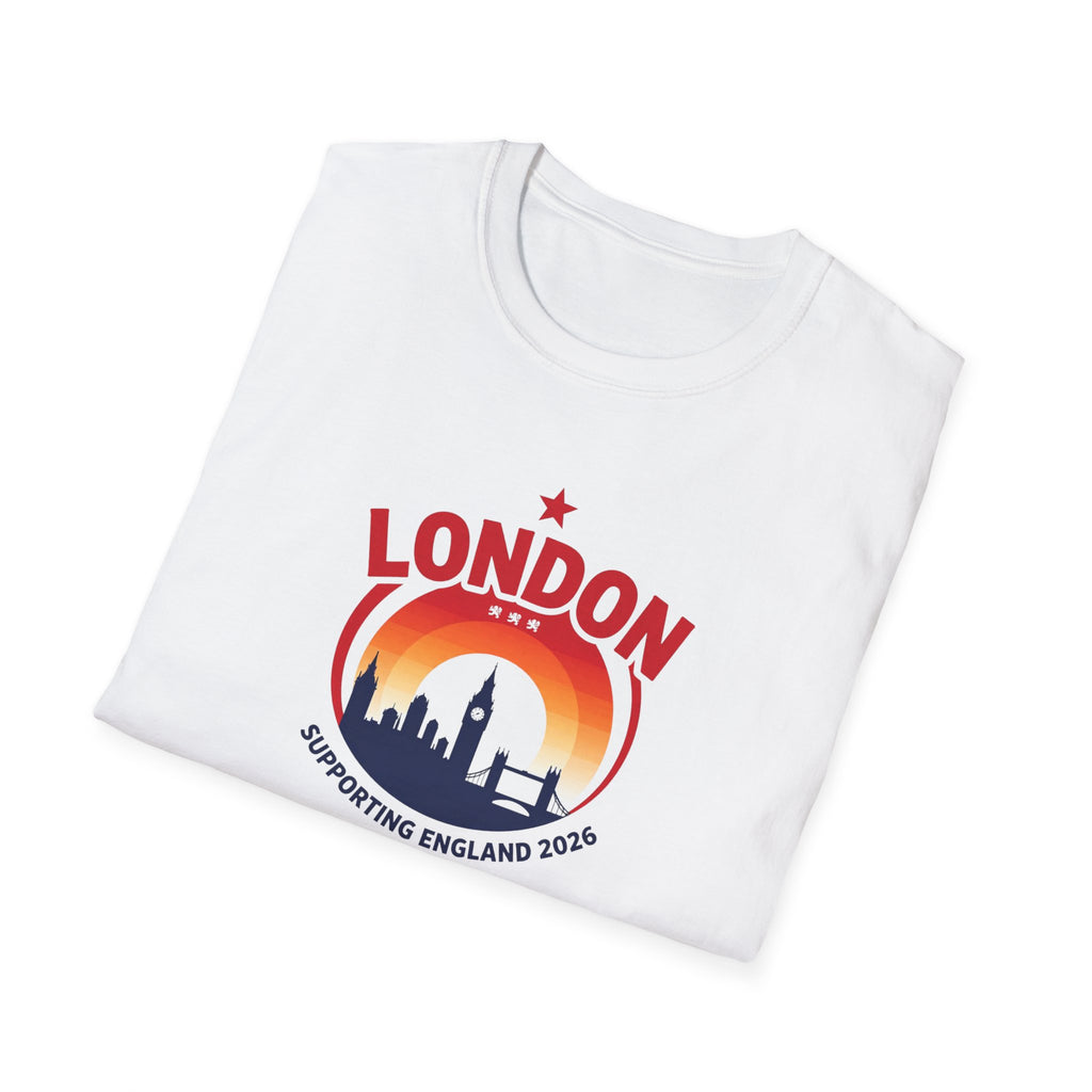 London Skyline World Cup 3 Lions T-Shirt — Supporting England 2026 Sunset Graphic