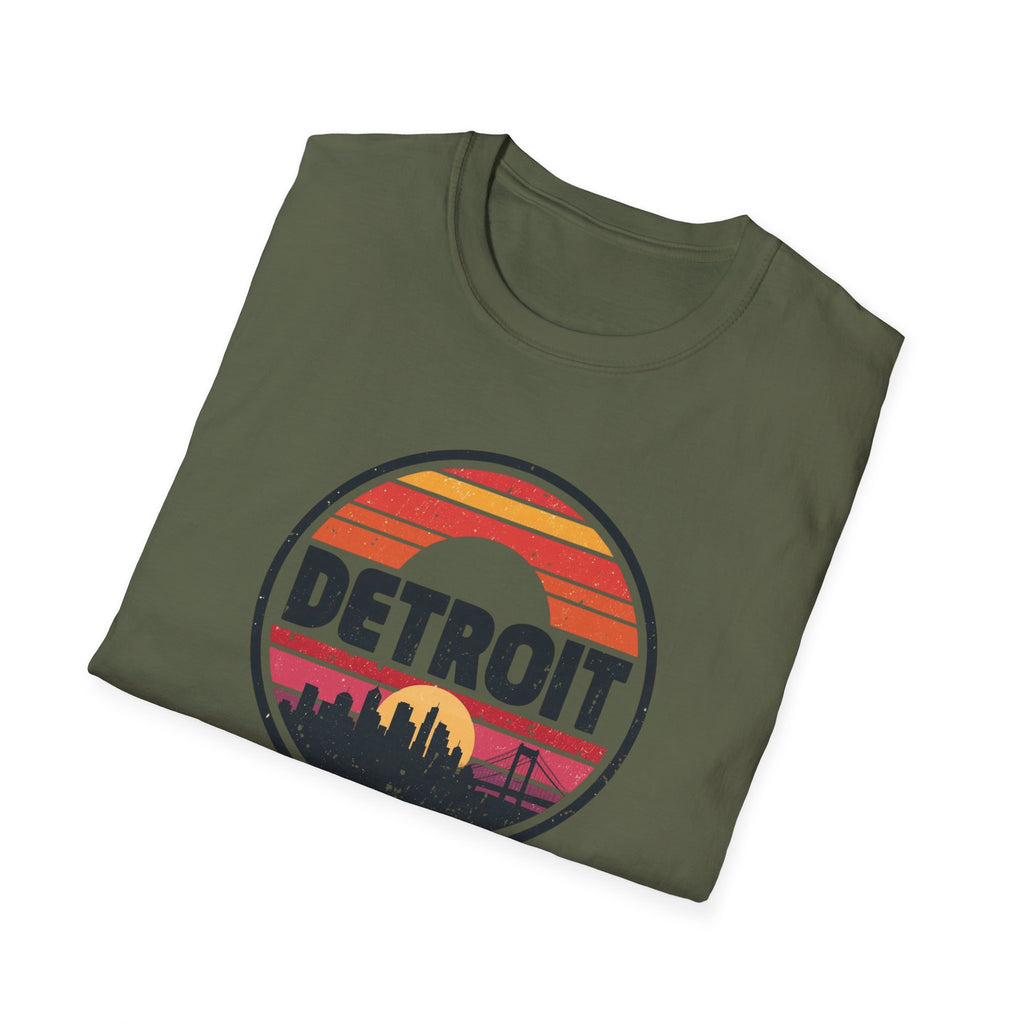 Detroit Skyline Retro Sunset T-Shirt