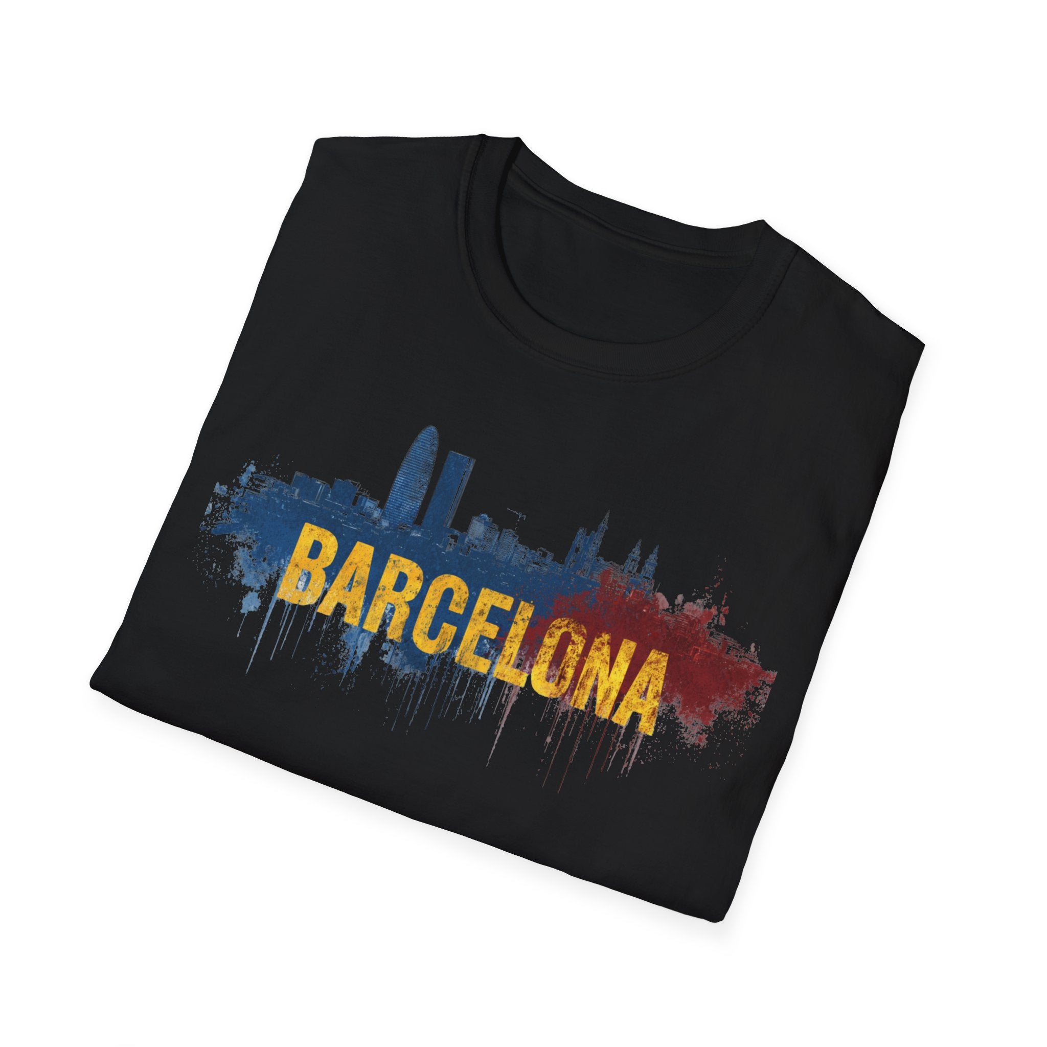 Barcelona skyline paint splash T-Shirt | Spanish city travel tee