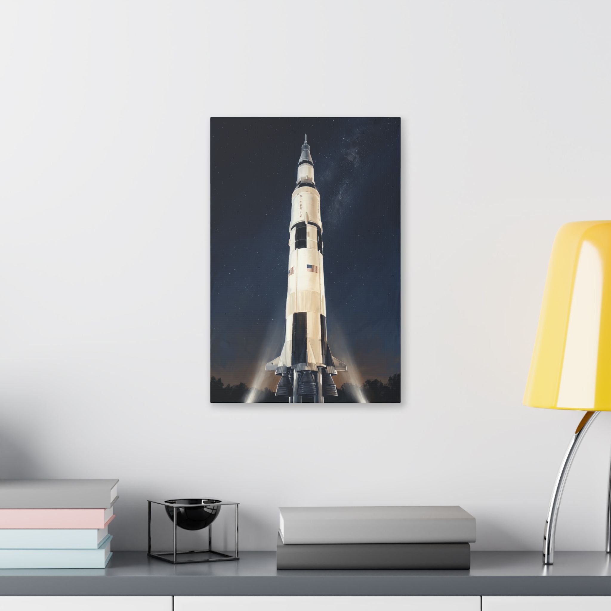 Saturn V Rocket Stretched Canvas - Vintage Space Launch Wall Art