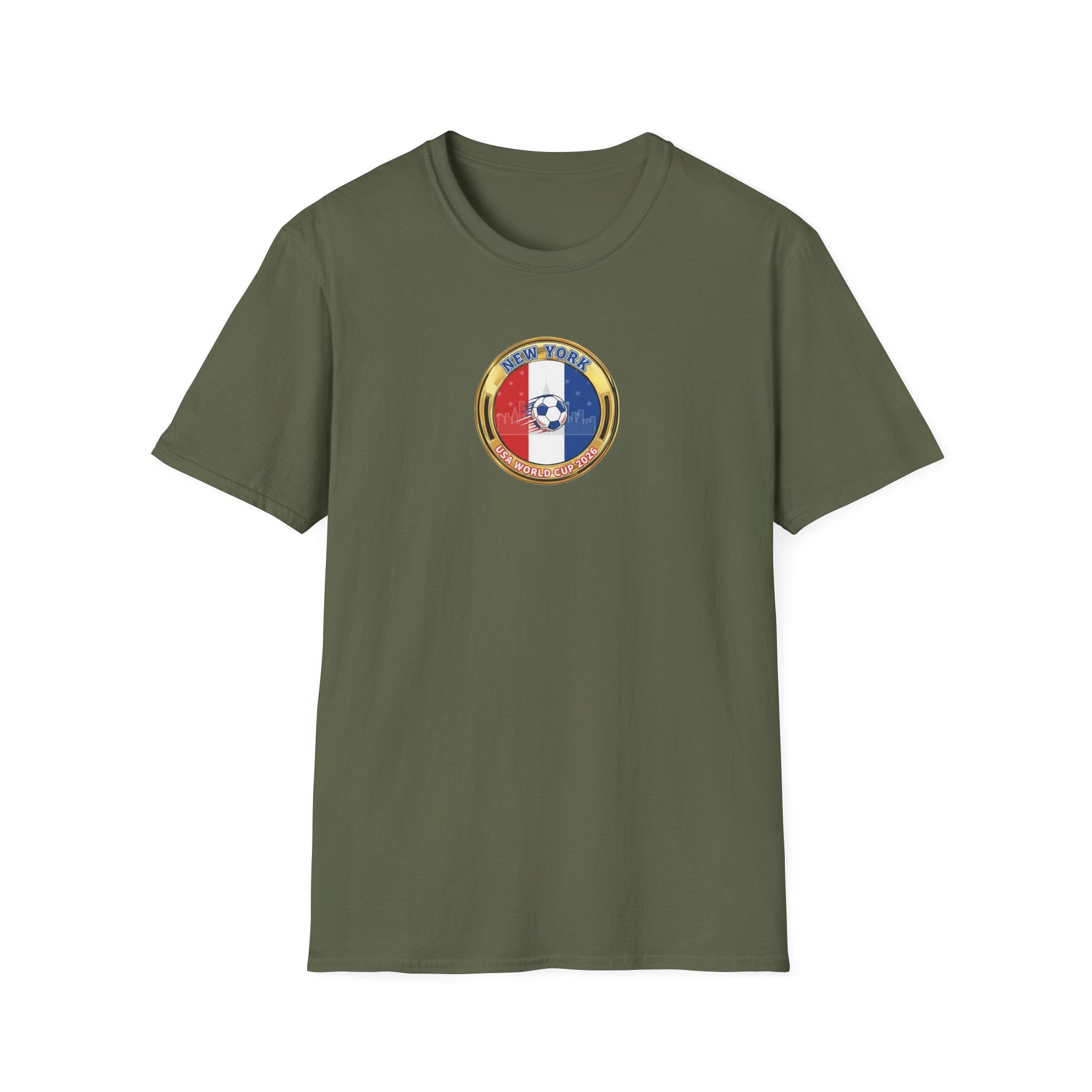New York Host City World Cup 2026 Soccer Crest T-Shirt — Flag Emblem Football Tee