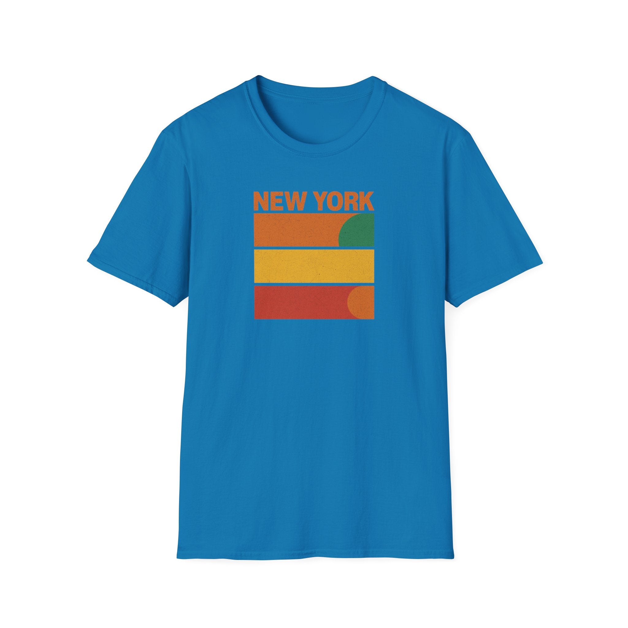 New York Sunset T-Shirt | Retro Stripes City Graphic