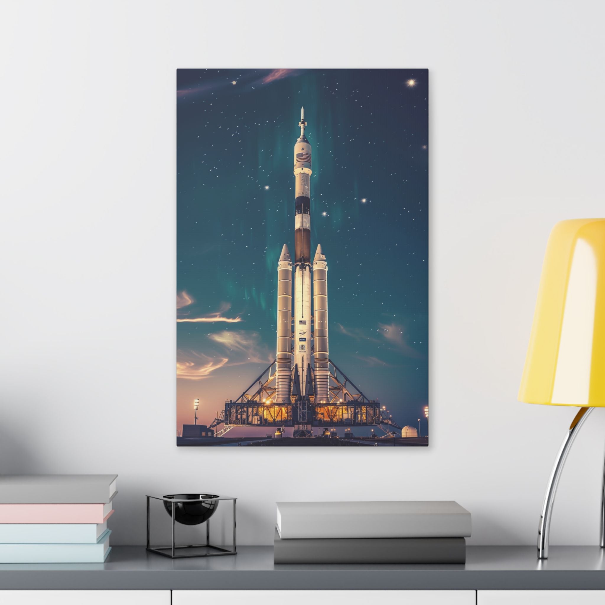 NASA Space Centre - Space Rocket Canvas Print — Vintage Saturn Launch Wall Art