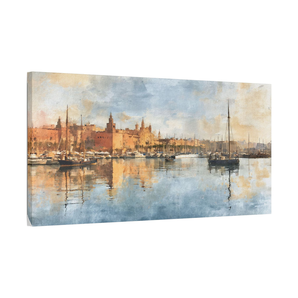 Barcelona Harbor Sunrise Canvas