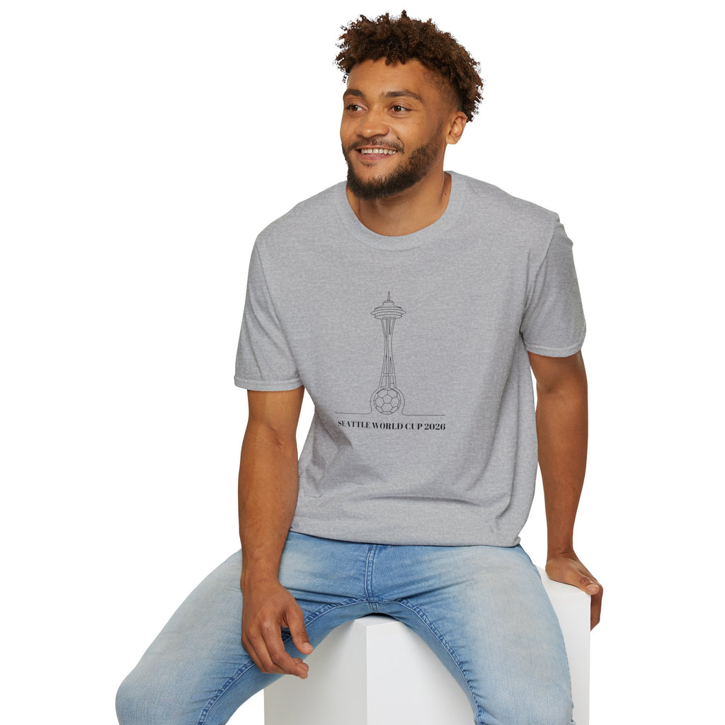 Seattle Space Needle Sketch T-Shirt — Minimalist 'Seattle World Cup 2026' Souvenir Tee