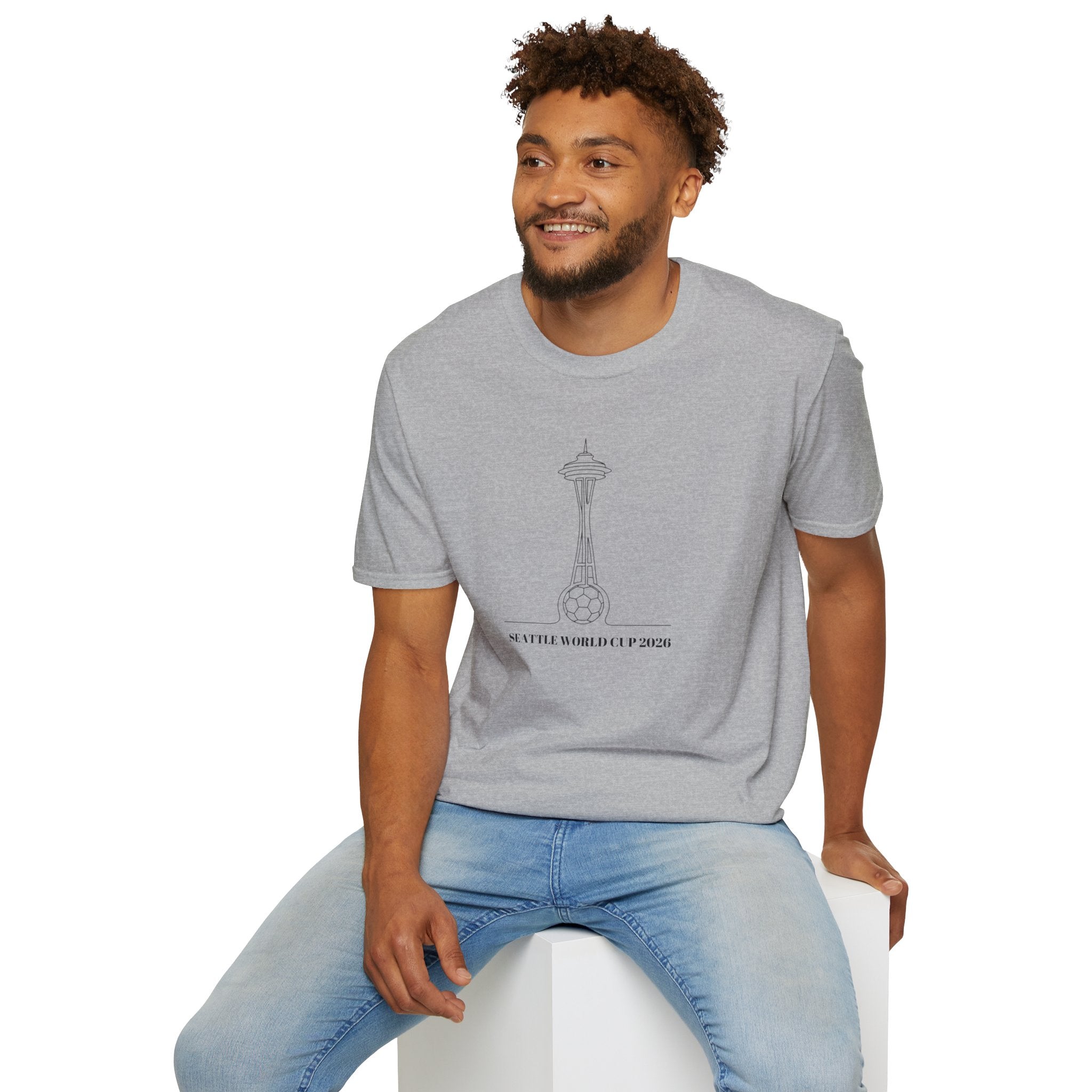 Seattle Space Needle Sketch T-Shirt — Minimalist 'Seattle World Cup 2026' Souvenir Tee