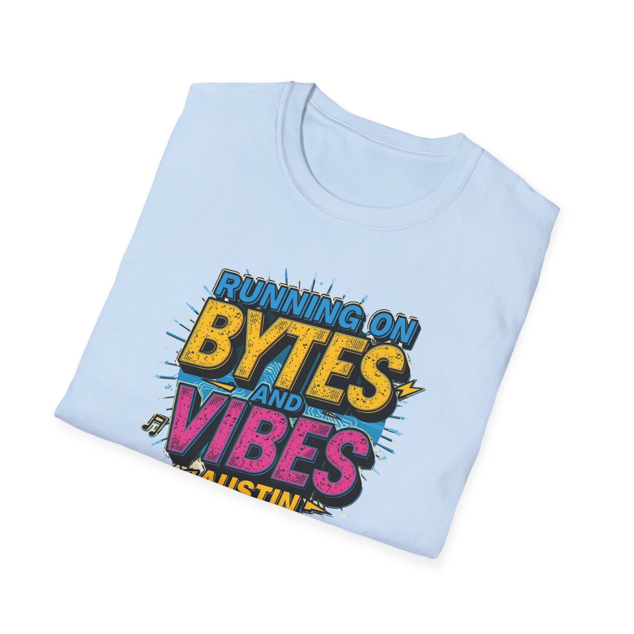 Running on Bytes and Vibes T-Shirt — Austin Retro Tech Graphic Tee