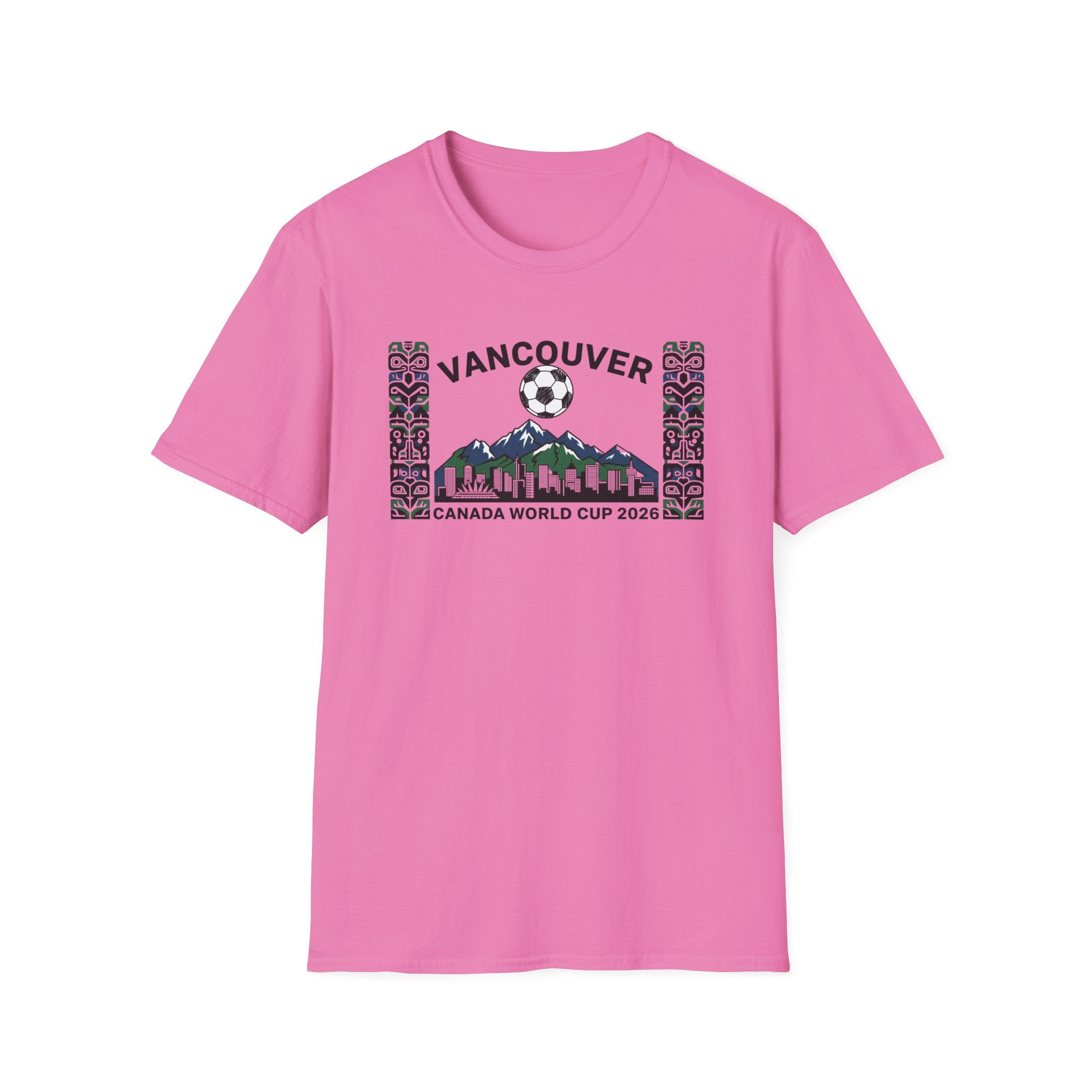 Vancouver Canada World Cup 2026 Soccer T-Shirt — City Skyline & Indigenous Pattern