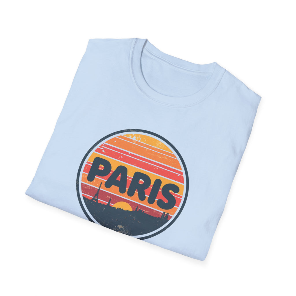 Paris Sunset T-Shirt — Retro Circular Skyline Tee