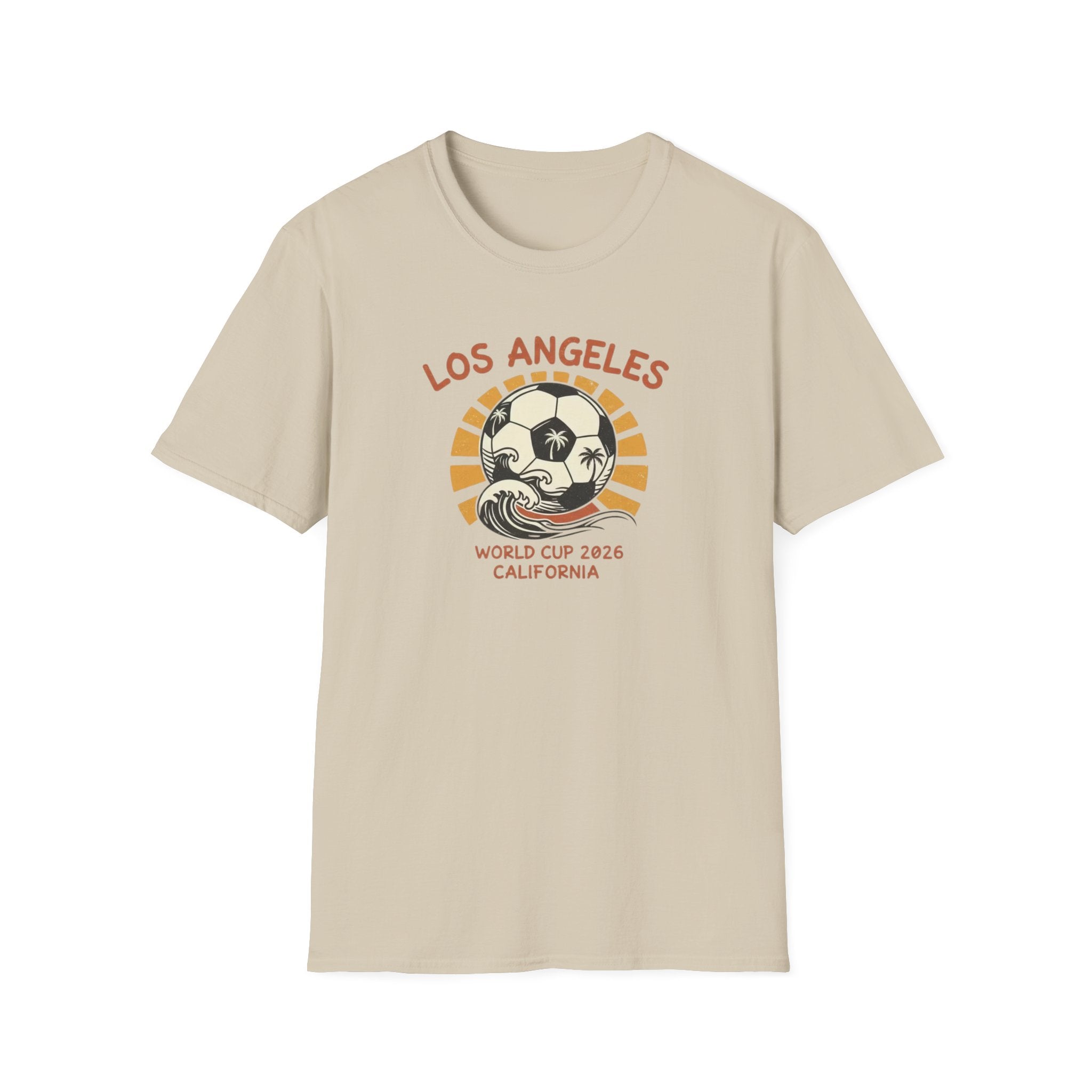 Los Angeles World Cup 2026 Soccer T-Shirt — Retro Sunset Ball Design