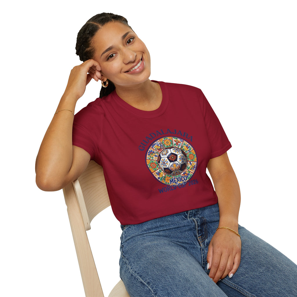 Guadalajara Mexico World Cup 2026 Soccer T-Shirt — Colorful Aztec Ball Design