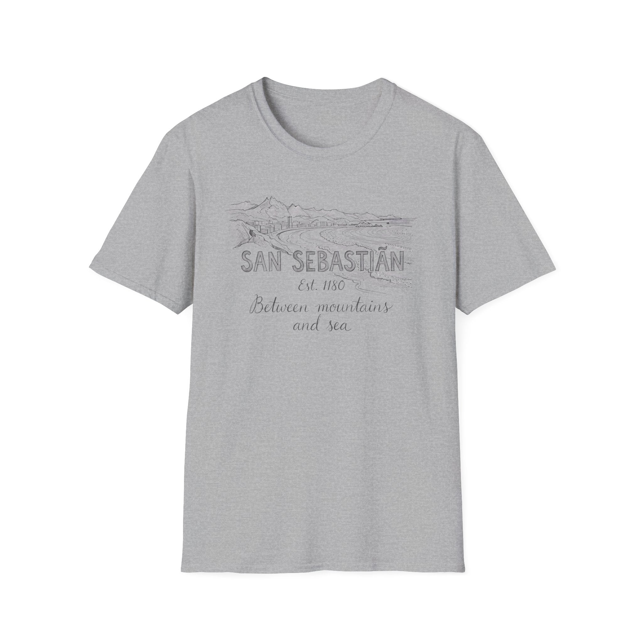 San Sebastián Scenic T-Shirt — Between Mountains and Sea Vintage Travel Tee