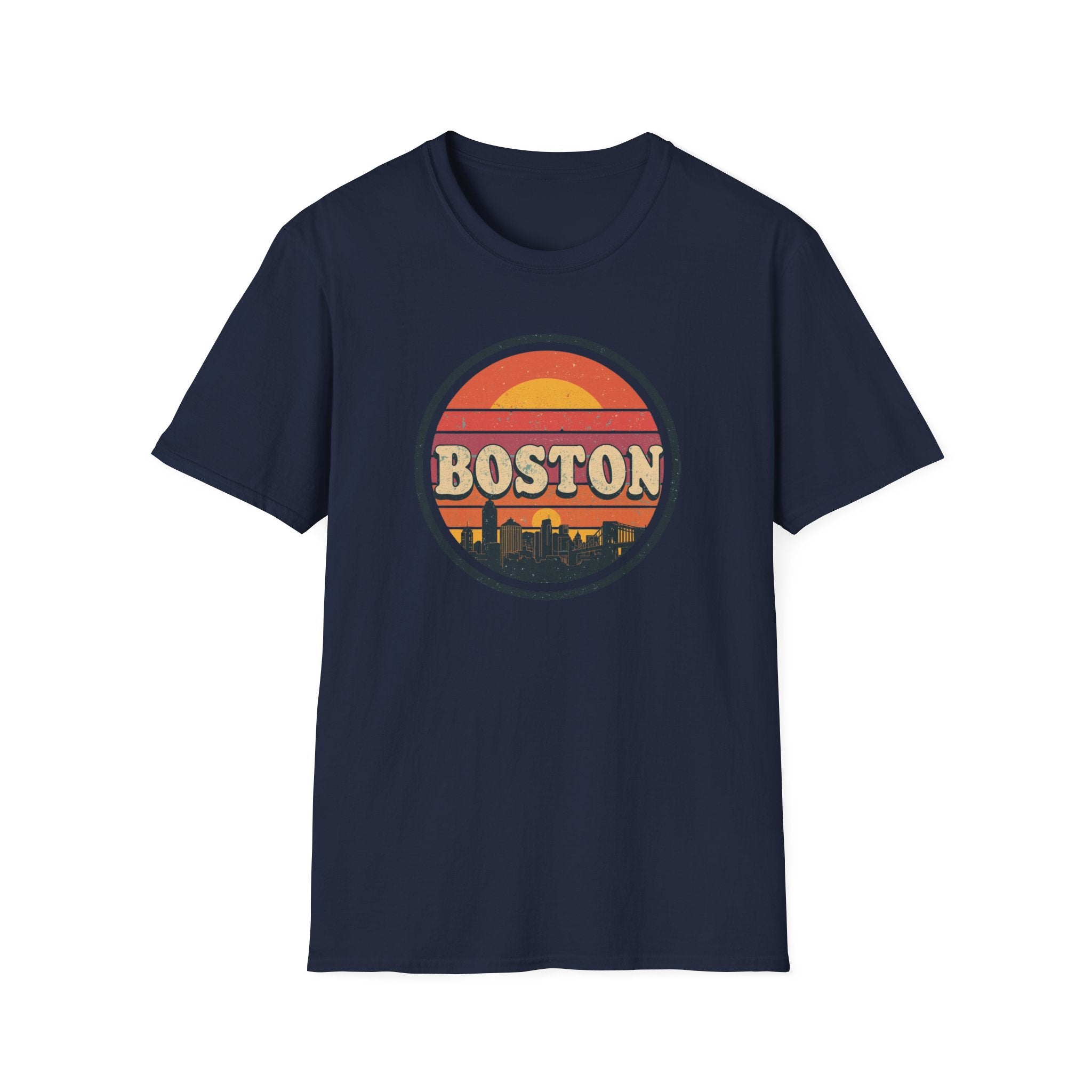 Boston Sunset Skyline T-Shirt — Vintage Retro City Tee