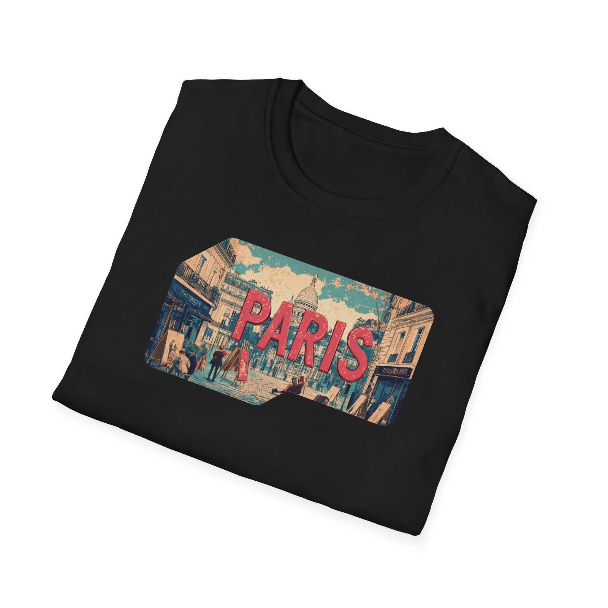 Paris Retro Street Scene T-Shirt | Vintage Parisian Graphic