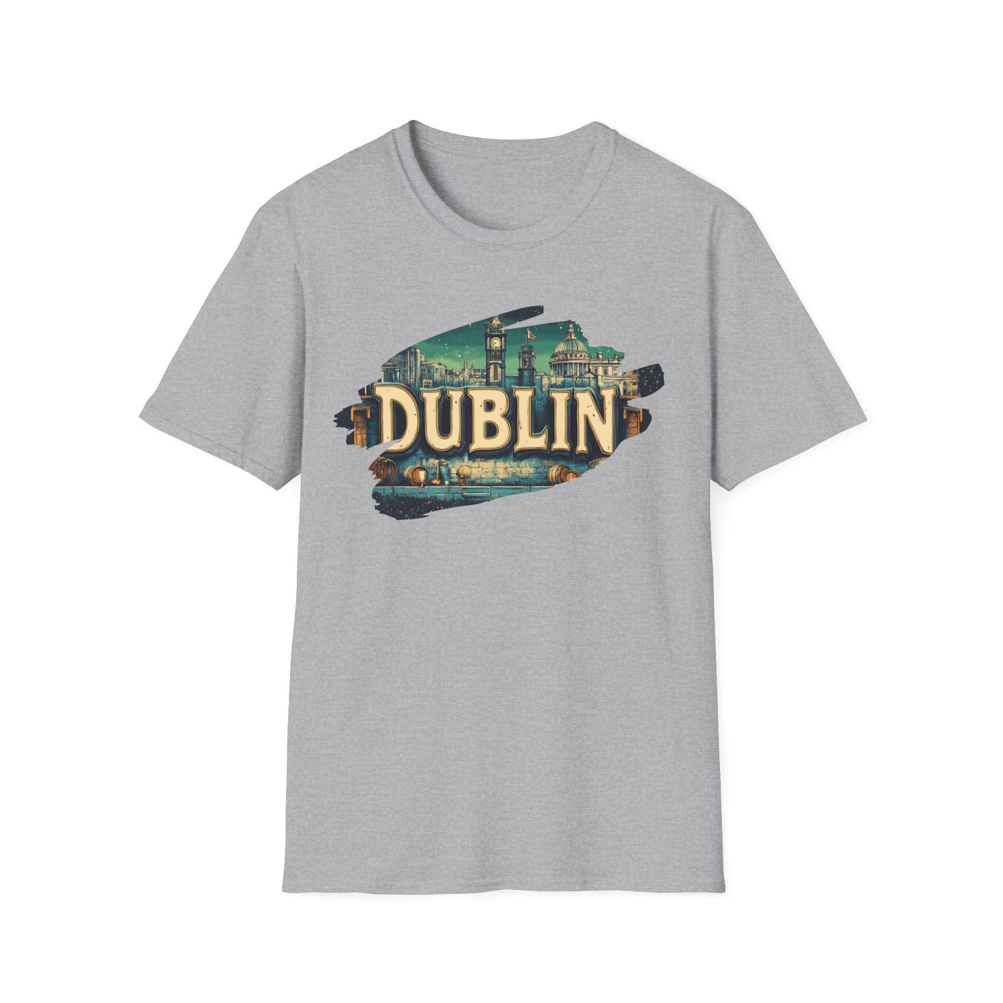 Dublin vintage travel collage T-Shirt | Irish city skyline, retro postcard style
