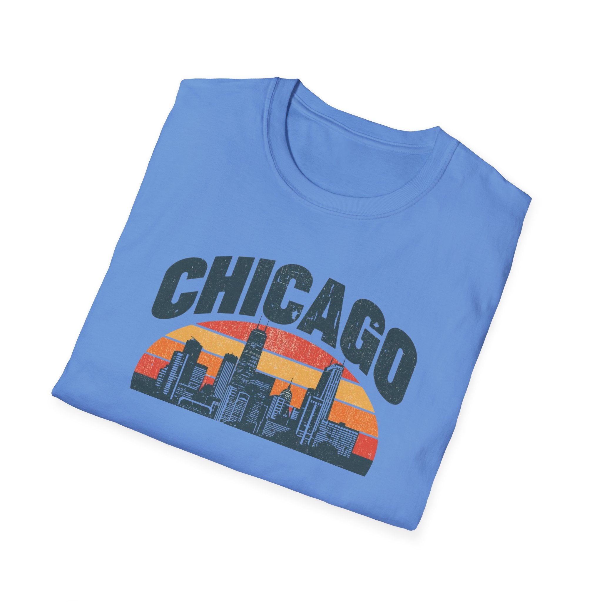 Chicago Skyline T-Shirt — Retro Sunset Cityscape Tee
