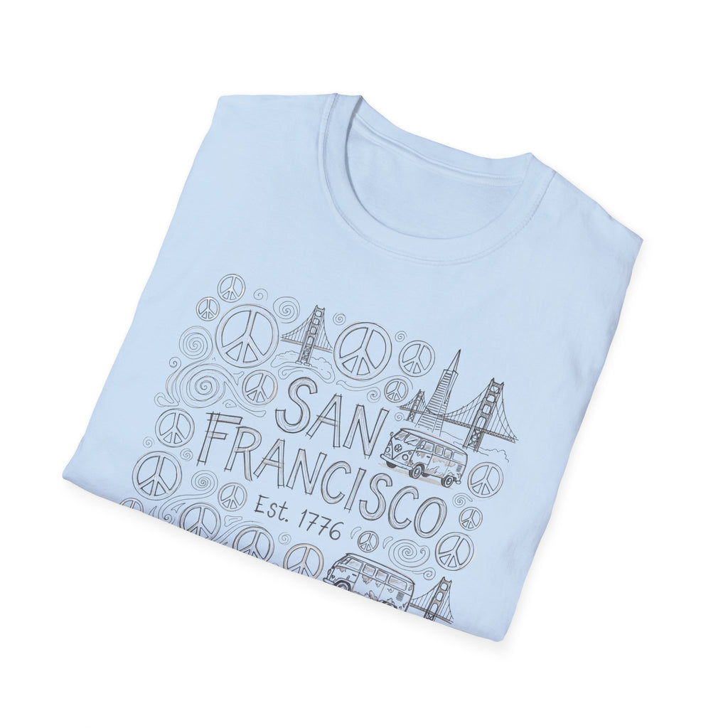 San Francisco Doodle T-Shirt – 'Free Spirits Welcome' Vintage City Sketch Tee
